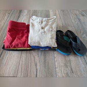 Bundle of 4T and 5T Graphic Tees Shorts and Sandals 8 Items